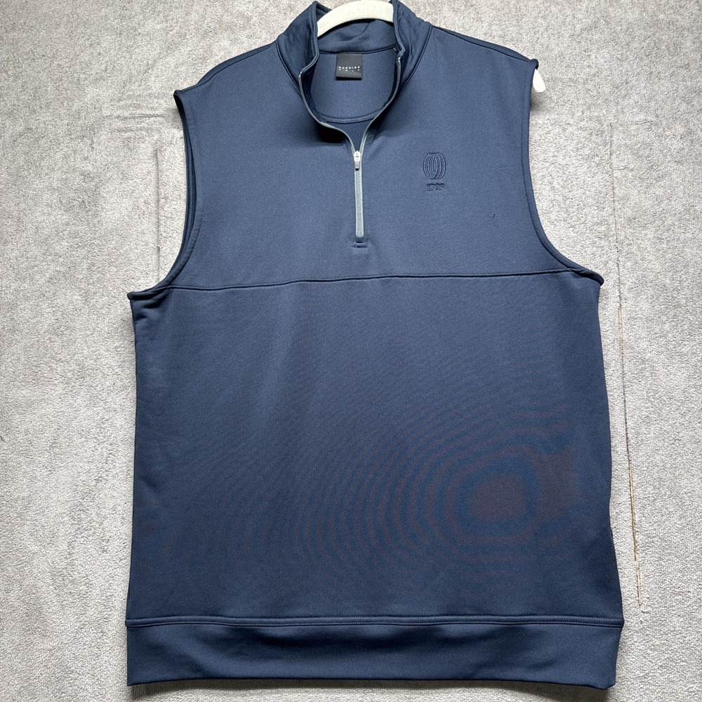 Dunning Men's Navy 1/4‎ Zip Golf Vest Size Medium Lightweight Pullover